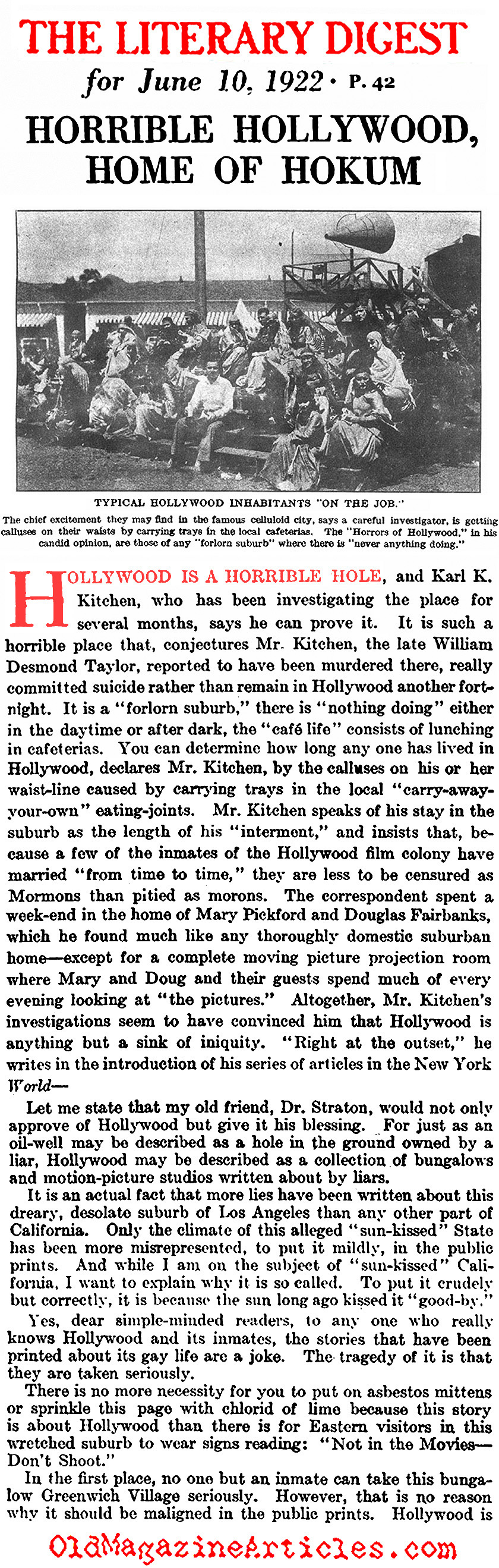 Dinner with Douglas Fairbanks and Mary Pickford  (Literary Digest, 1922)