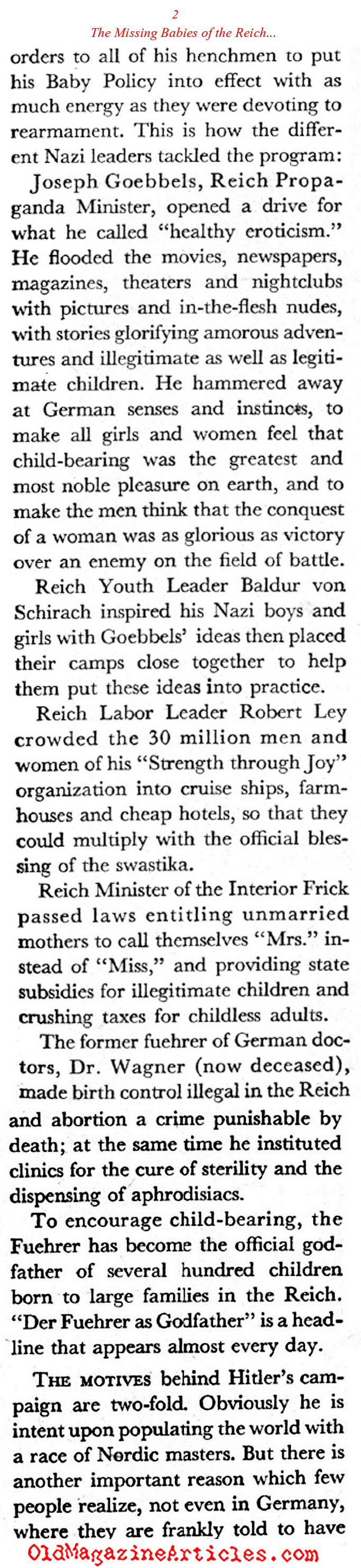 ''Healthy Eroticism'' in the Third Reich (Coronet Magazine, 1942)