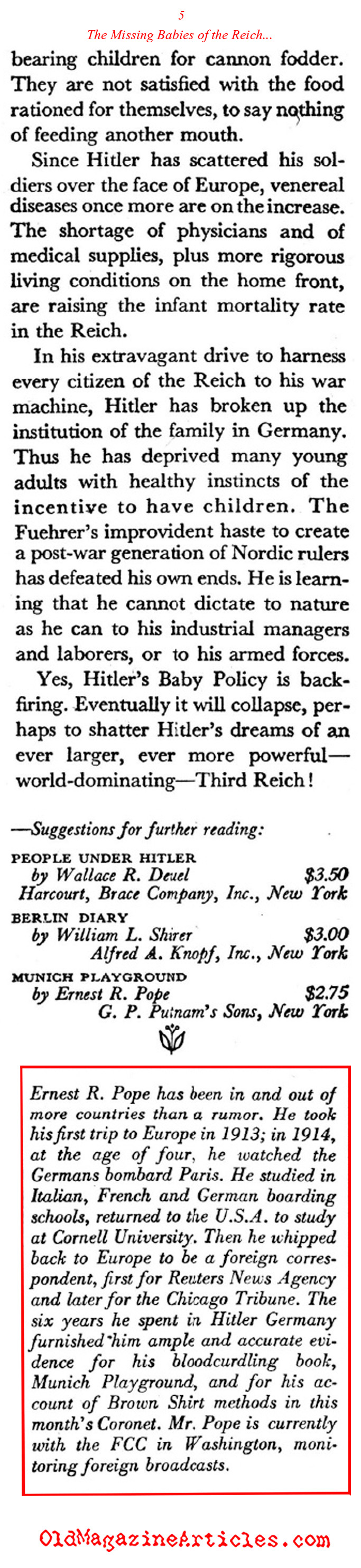 ''Healthy Eroticism'' in the Third Reich (Coronet Magazine, 1942)