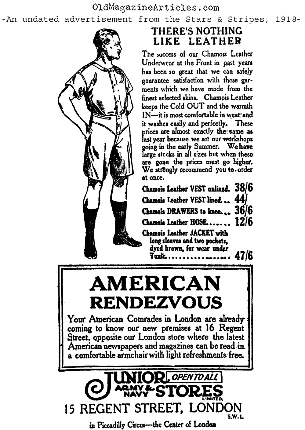 An Underwear Advertisement (Stars and Stripes, 1918)