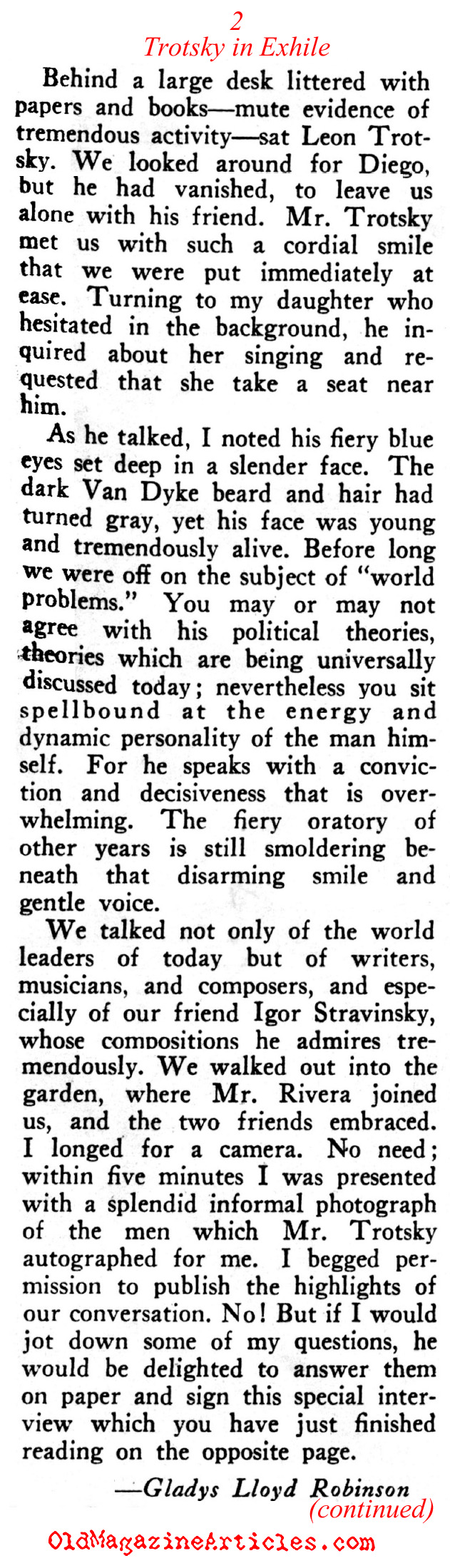 An Interview with Leon Trotsky (Rob Wagner's Script Magazine, 1938)