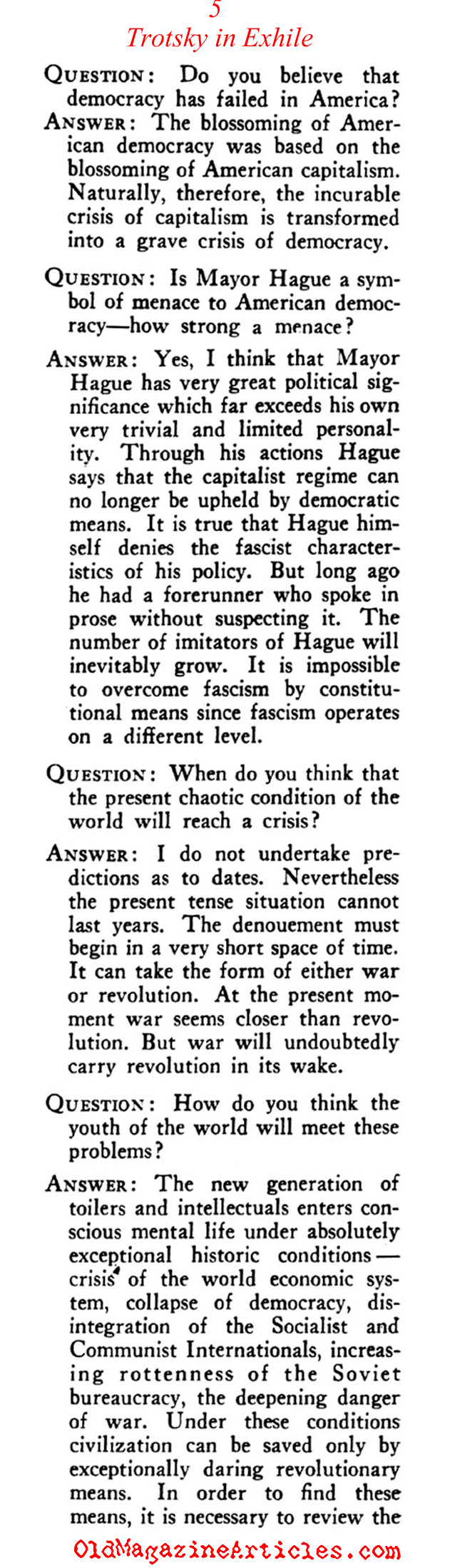 An Interview with Leon Trotsky (Rob Wagner's Script Magazine, 1938)