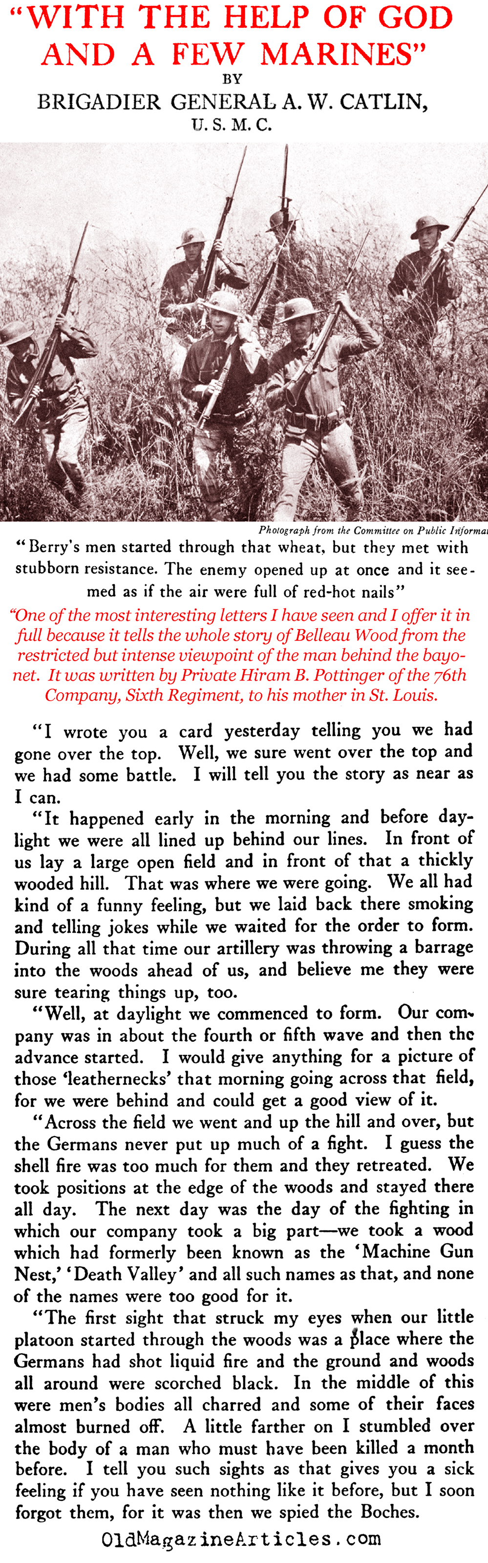 Letter from Belleau Wood (With the Help of God and A Few Marines, 1919)