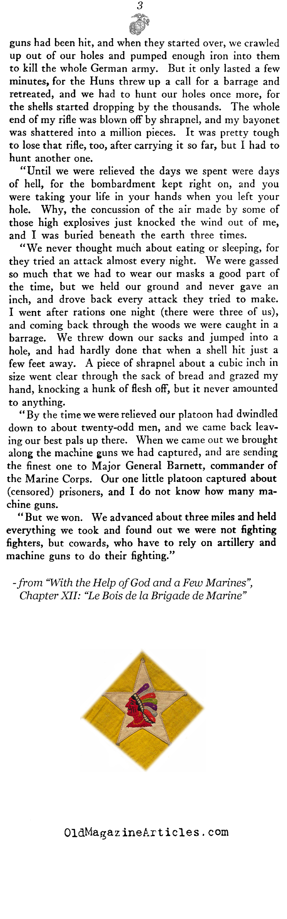 Letter from Belleau Wood (With the Help of God and A Few Marines, 1919)