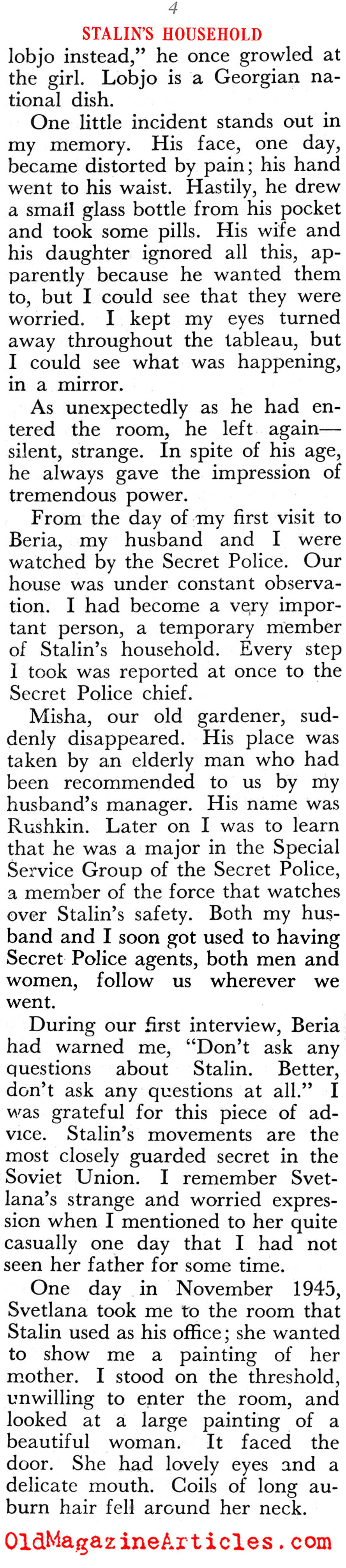 '''I was a Member of Stalin's Household'' (Pageant Magazine, 1948)