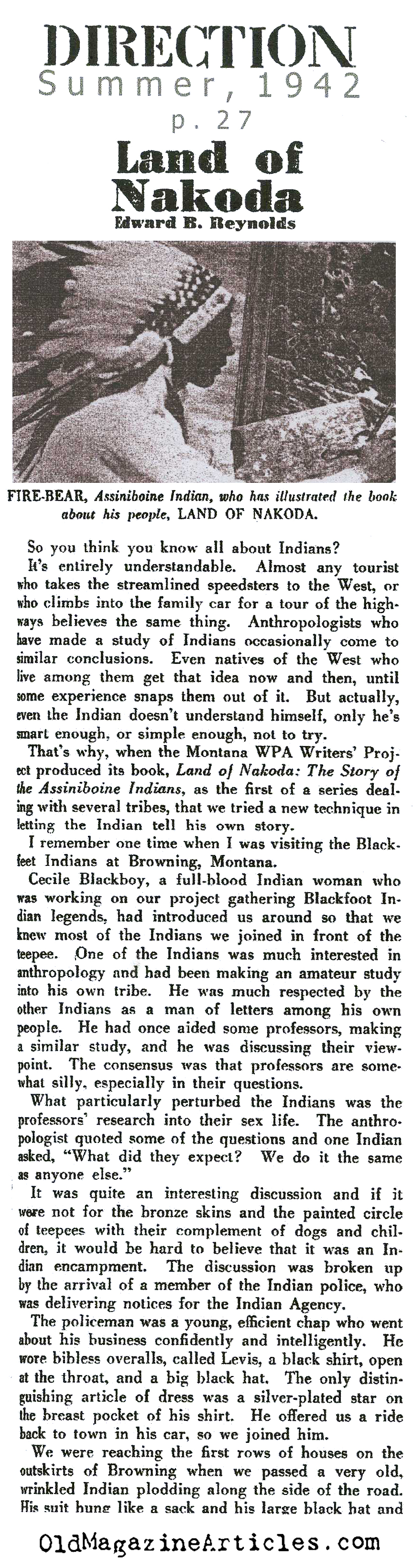 Tales of the Assinibone Tribe (Direction Magazine, 1942)