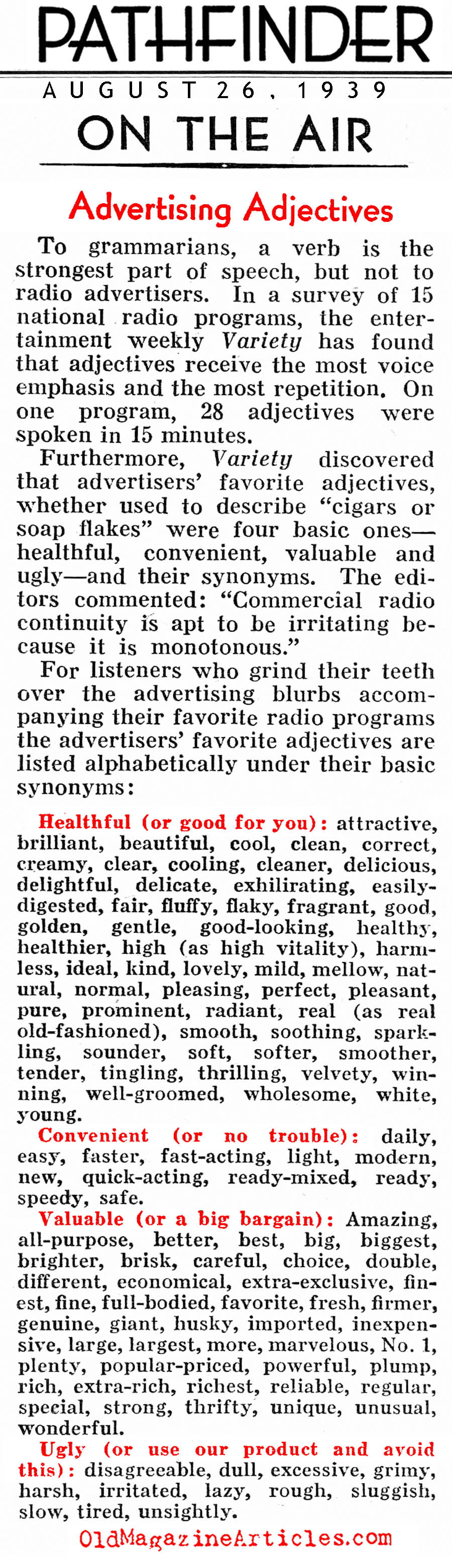 The Wonderful World of Adjectives (Pathfinder Magazine, 1939)