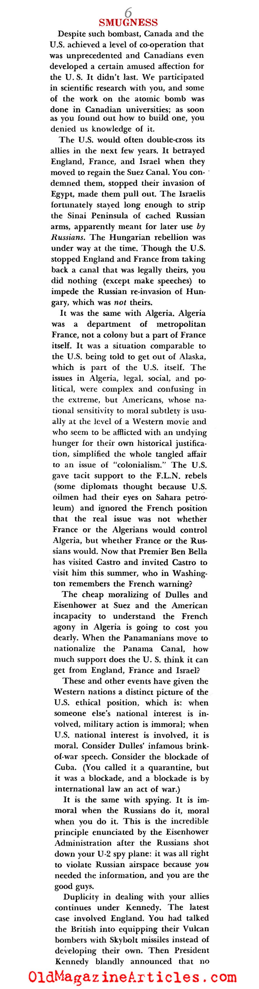 ''The Case Against the United States'' (Nugget Magazine, 1963)