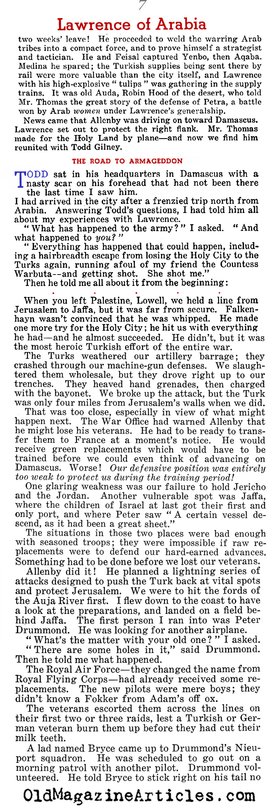 T.E. Lawrence: On Allenby's Right (Liberty Magazine, 1936)