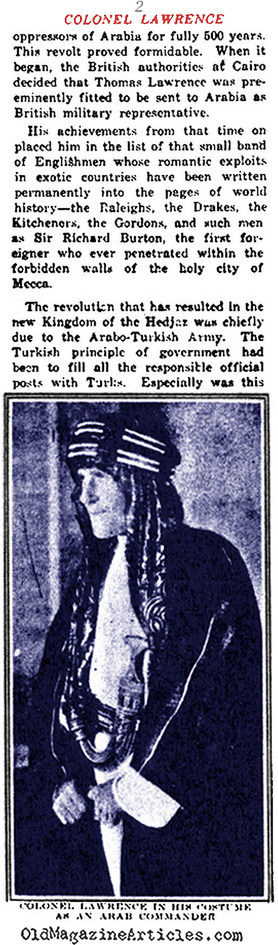 T.E. Lawrence (NY Times, 1919)