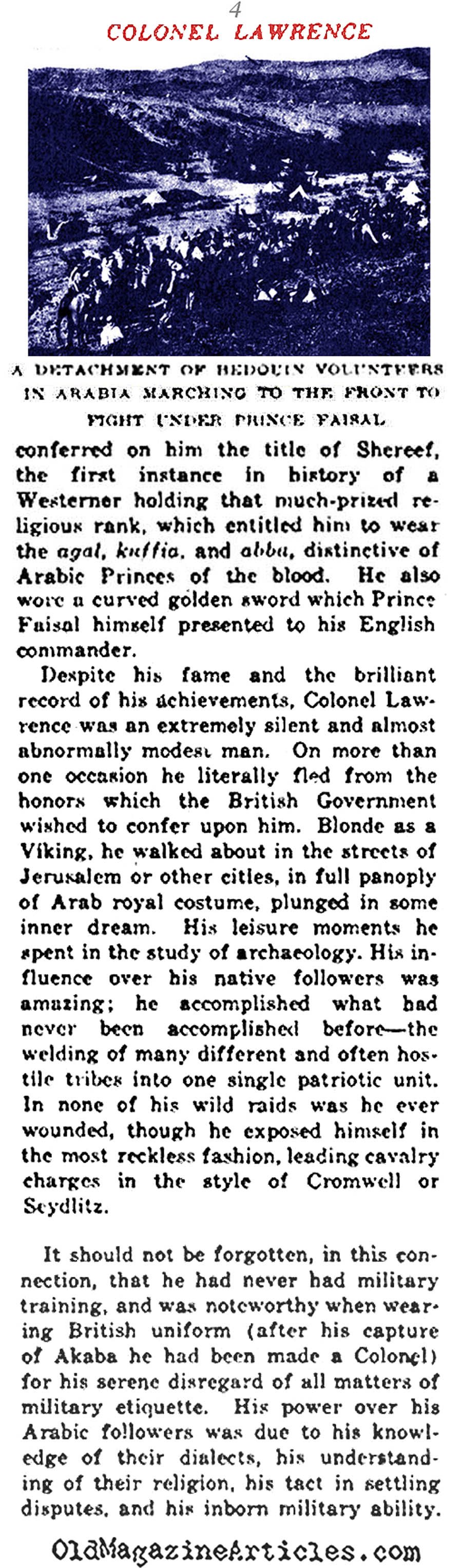 T.E. Lawrence (NY Times, 1919)