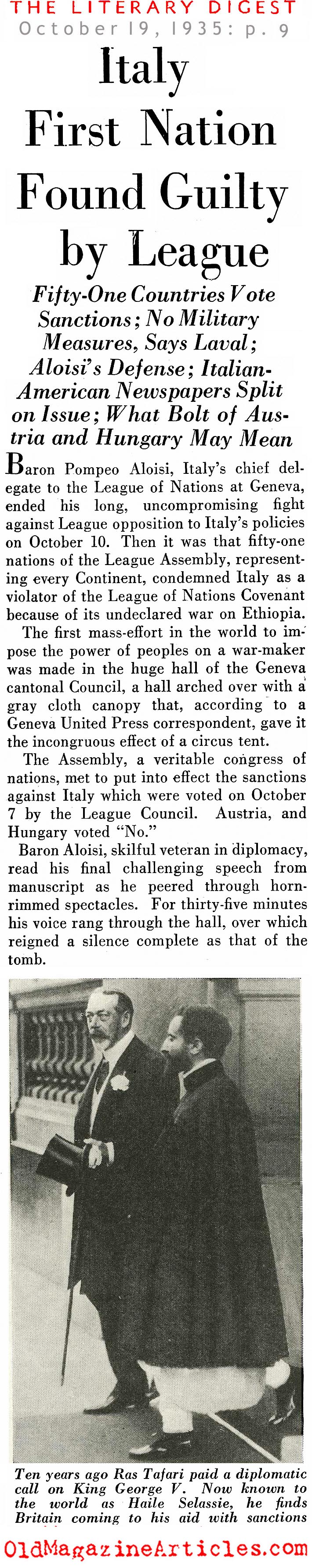 Italy Condemned (Literary Digest, 1935)