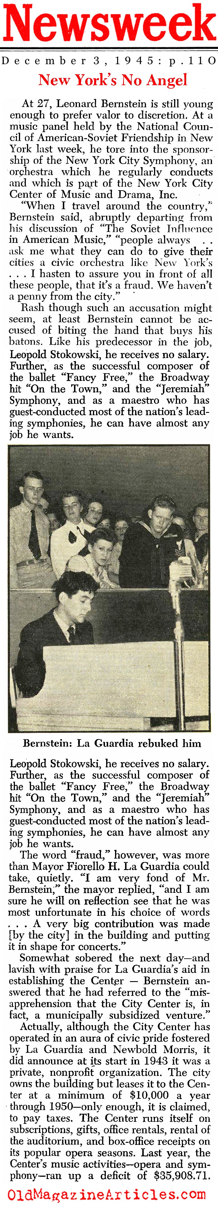 Leonard Bernstein (Newsweek Magazine, 1945)