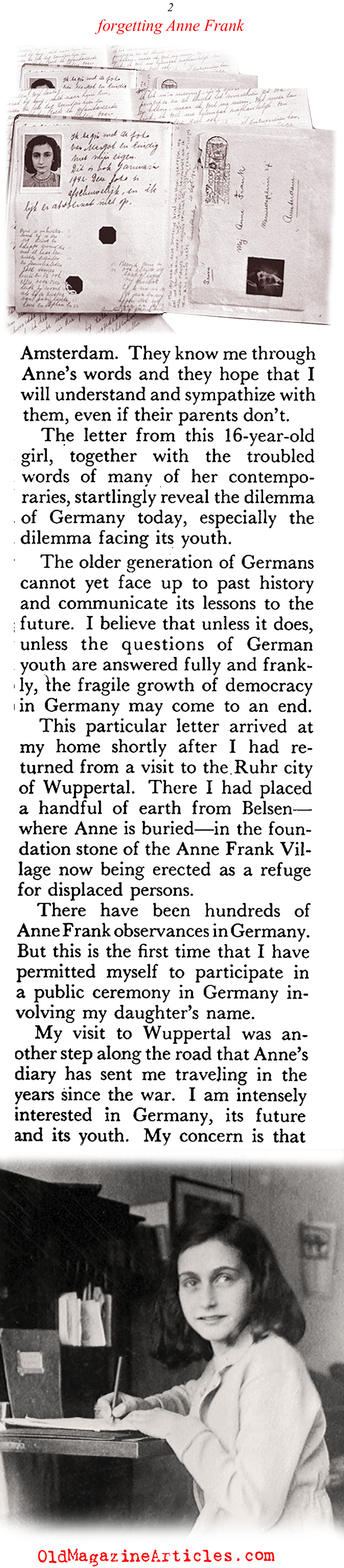 Has Germany Forgotten Anne Frank? (Coronet Magazine, 1960)