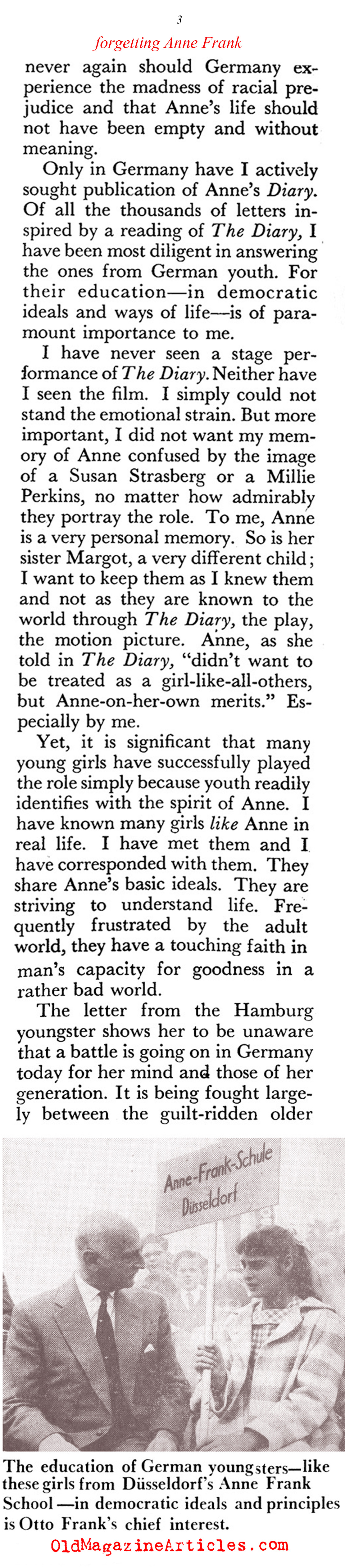 Has Germany Forgotten Anne Frank? (Coronet Magazine, 1960)