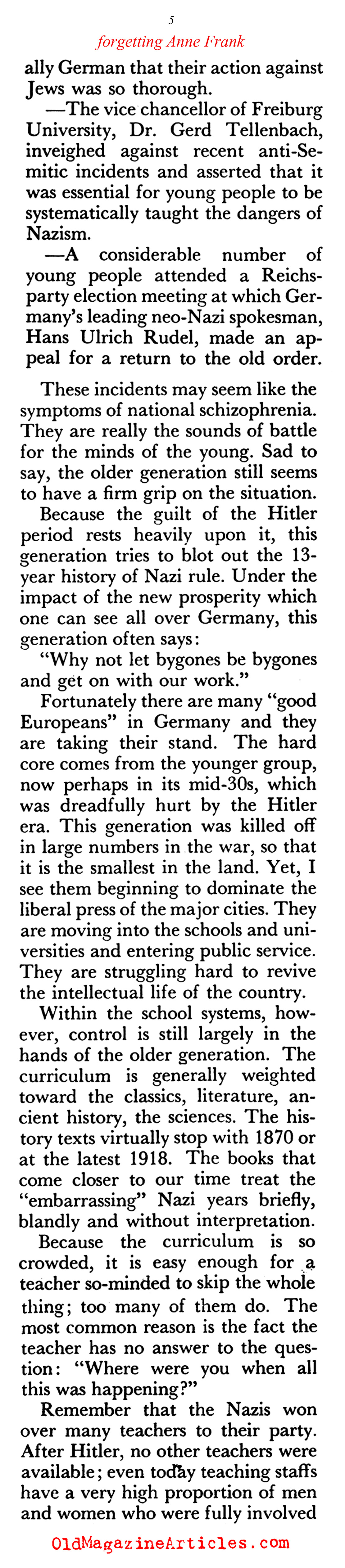 Has Germany Forgotten Anne Frank? (Coronet Magazine, 1960)