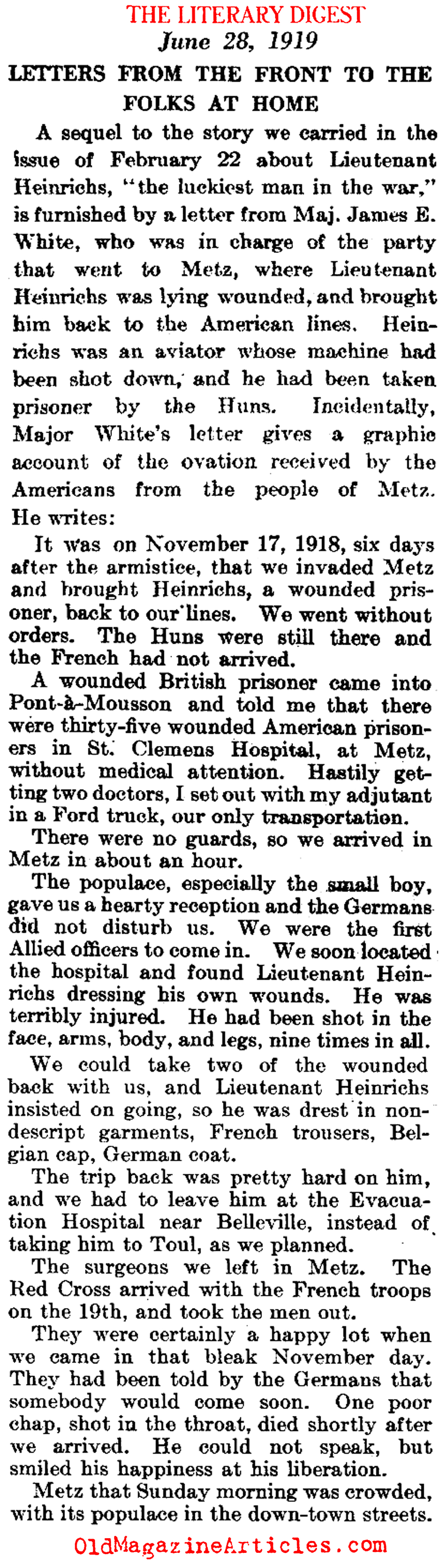A Post-War Visit to Metz  (Literary Digest, 1919)