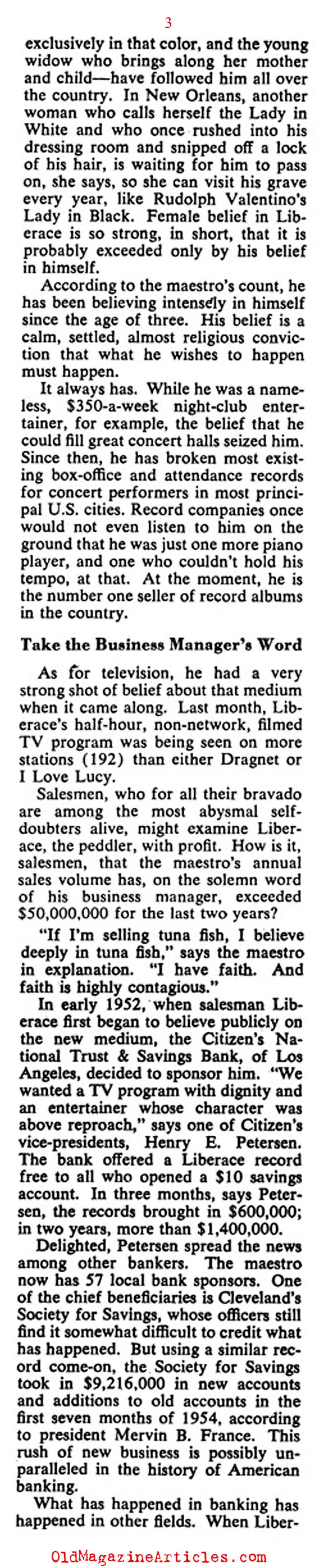 Liberace Arrives (Collier's Magazine, 1954)