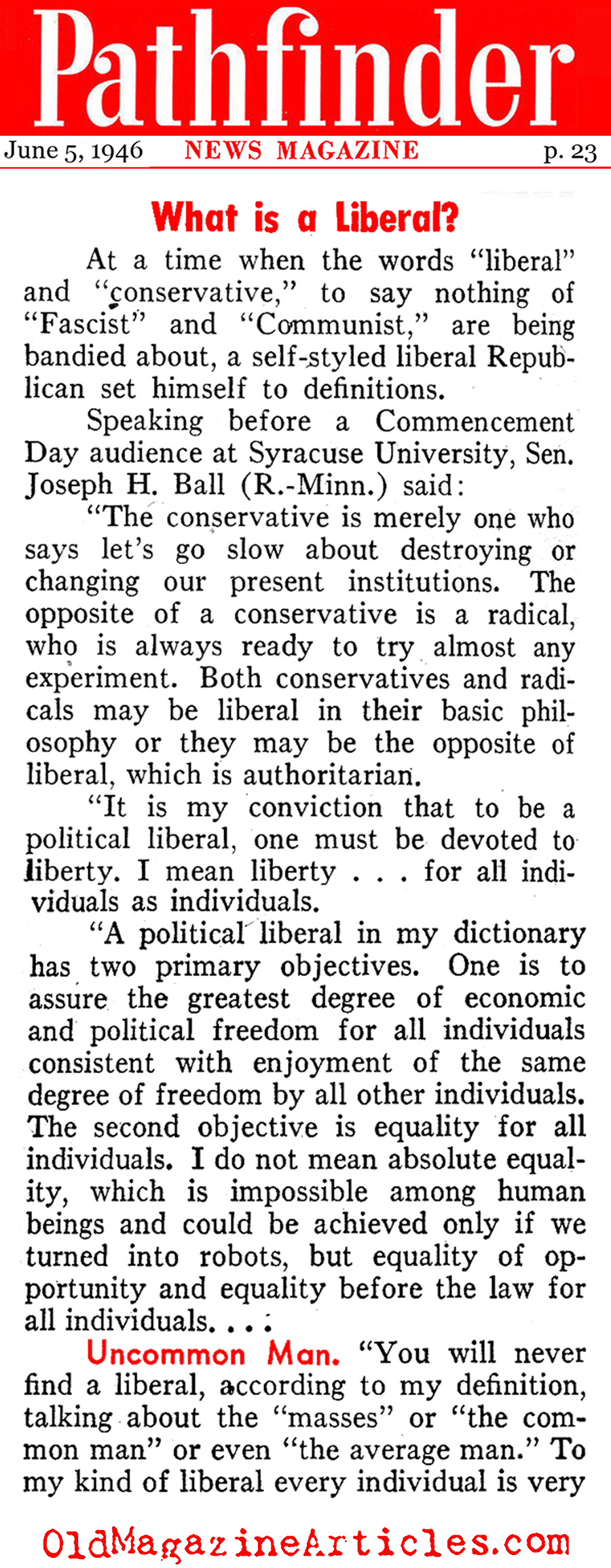Defining the Left and the Right (Pathfinder Magazine, 1946)