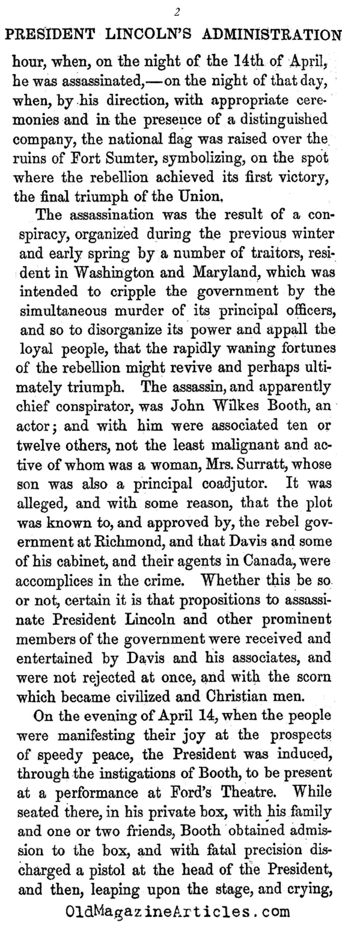 The Lincoln Assassination  Conspiracy (The Southern Rebellion, 1867)