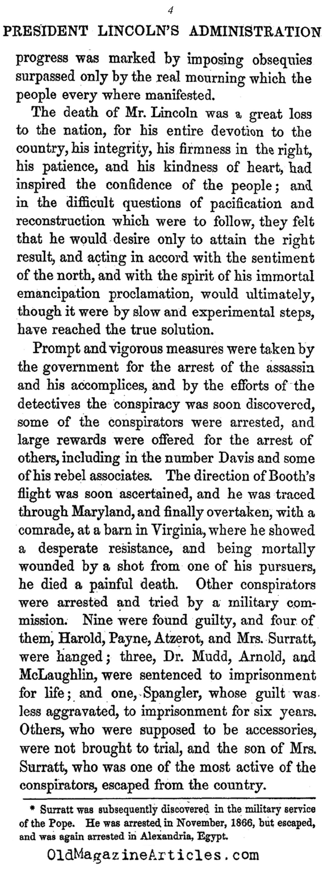 The Lincoln Assassination  Conspiracy (The Southern Rebellion, 1867)