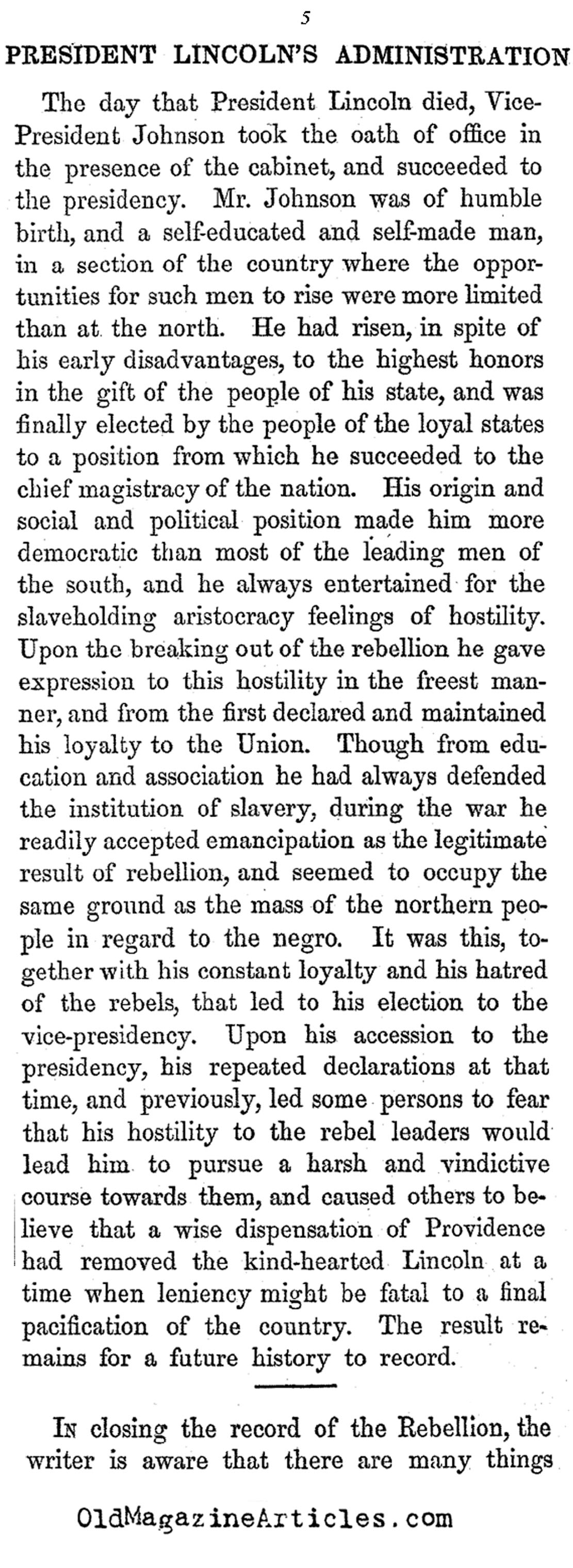 The Lincoln Assassination  Conspiracy (The Southern Rebellion, 1867)