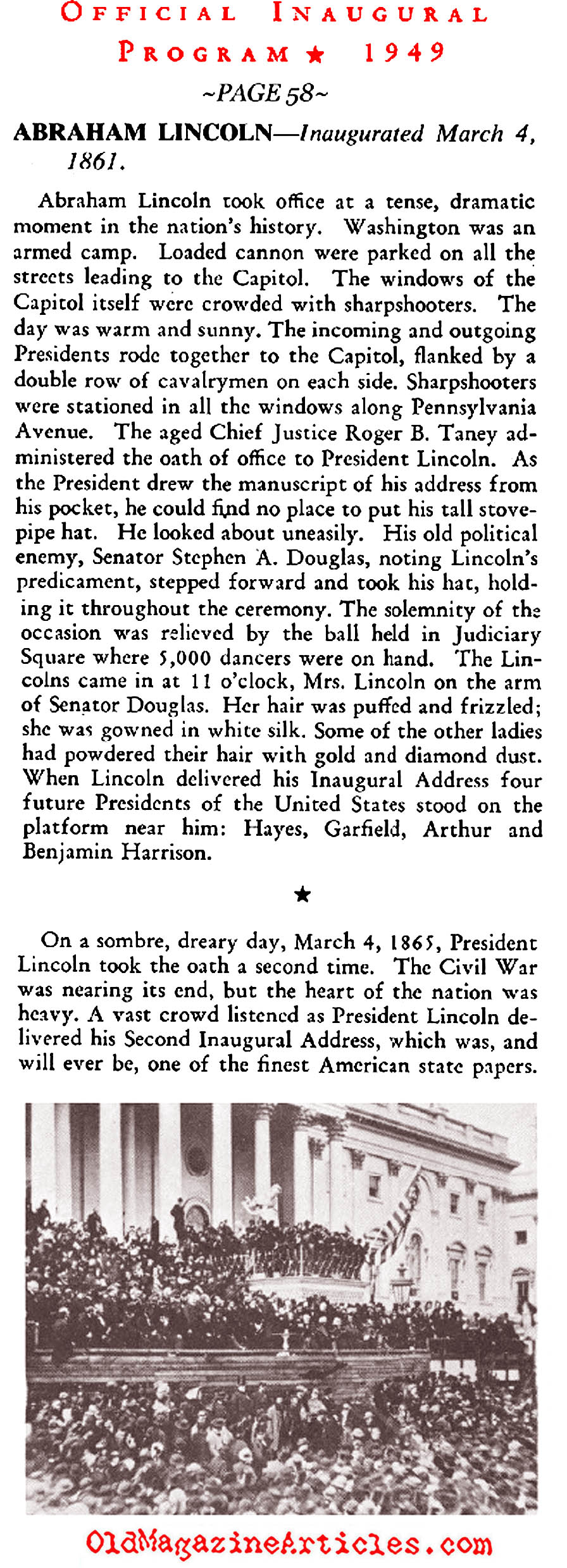 The Two Lincoln Inaugurations (Inaugural Program, 1949)