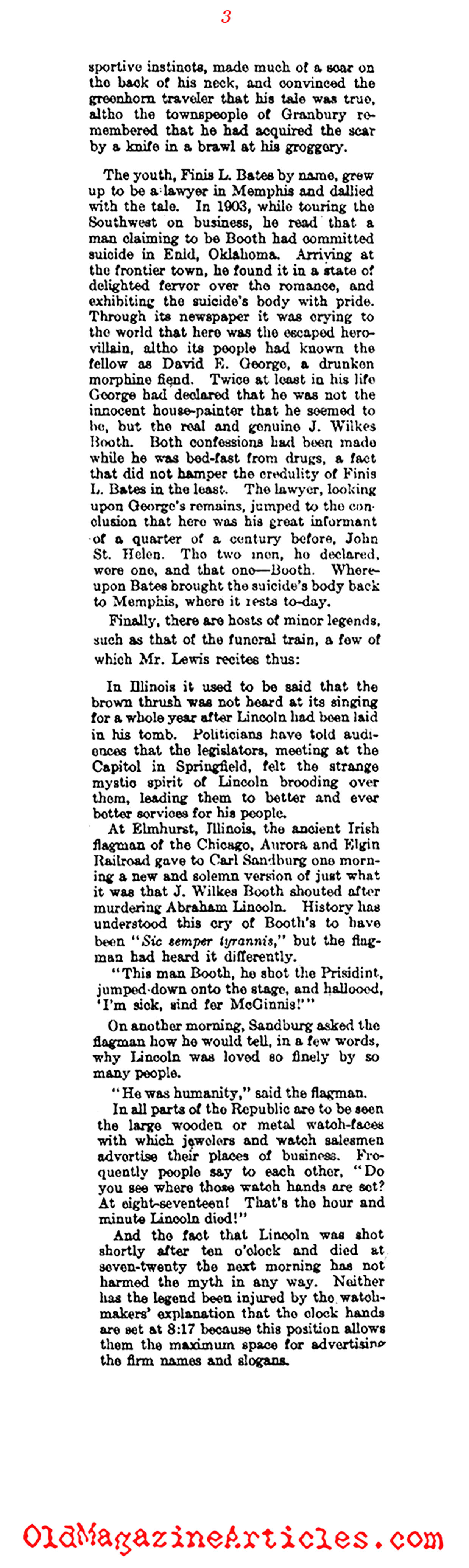 Myths About Lincoln (Literary Digest, 1929)