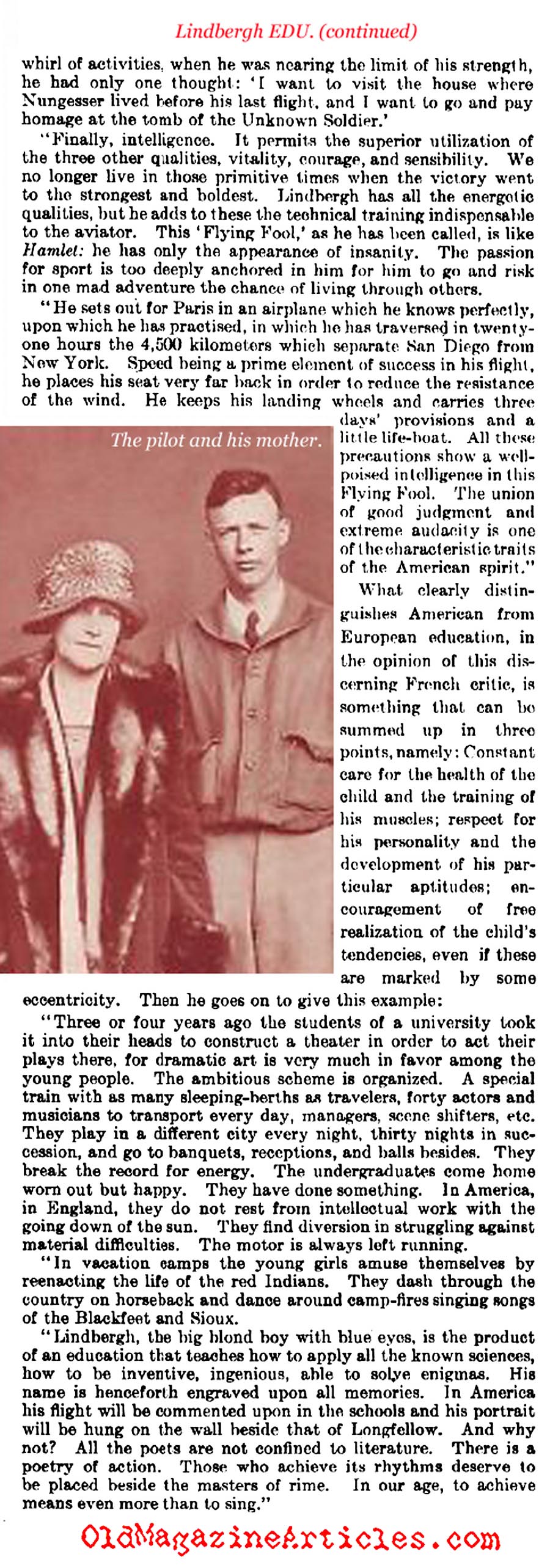 Charles Lindbergh: Loved by the French (Literary Digest, 1927)