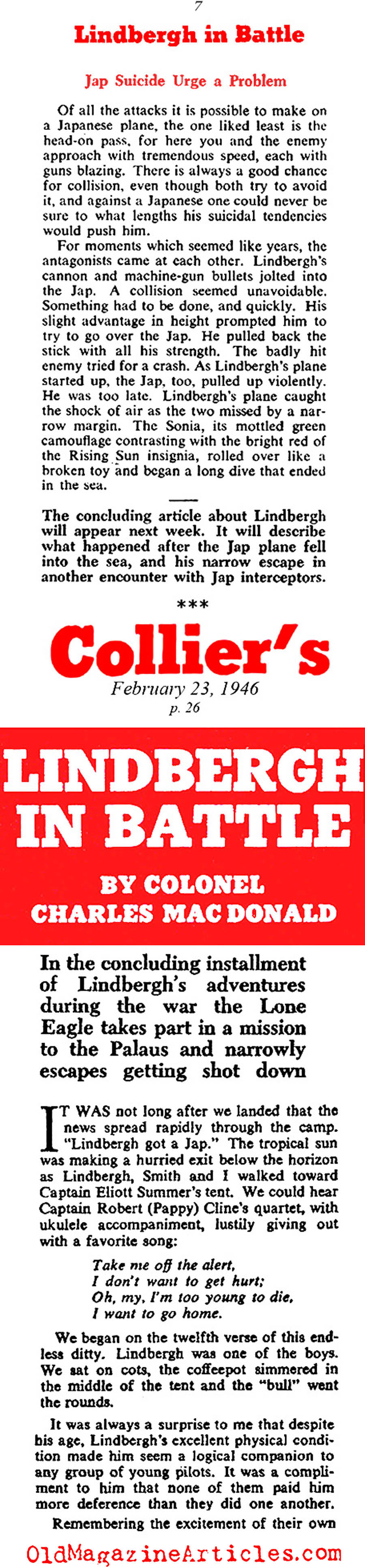 Charles Lindbergh Goes to War (Collier's Magazine, 1946)