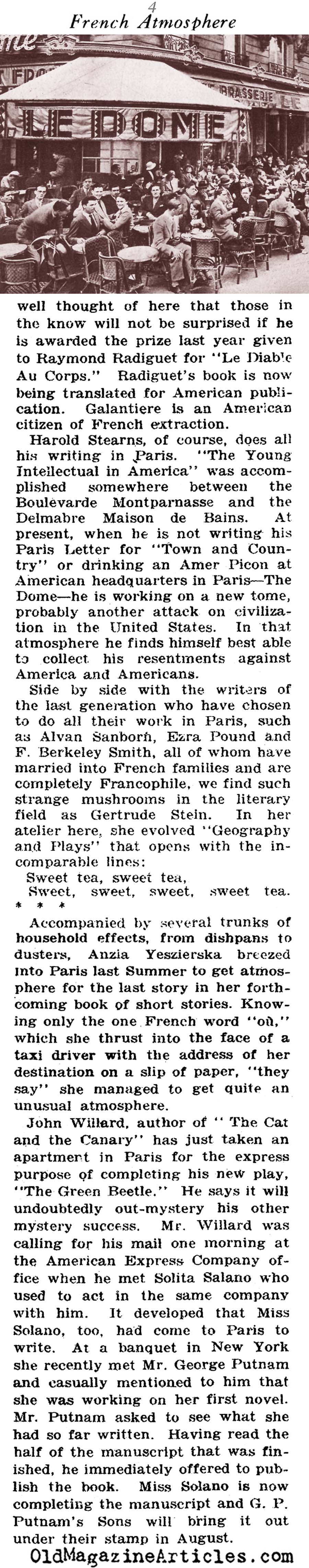 Paris: Literary Capital of America (NY Times Book Review, 1923)