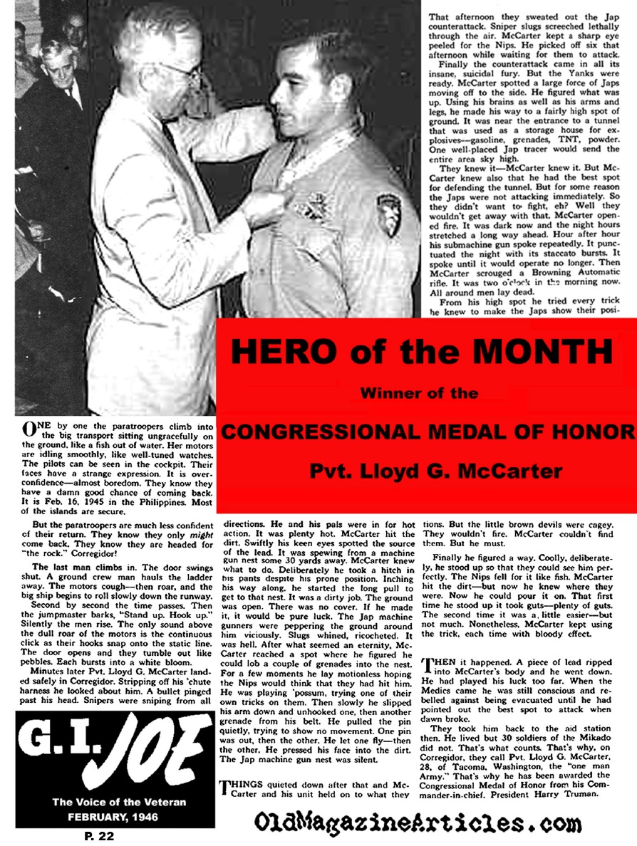 Pvt. Lloyd McCarter on Corregidor (GI Joe Magazine, 1946)