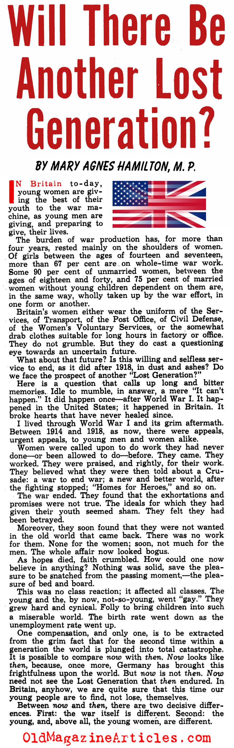 Will Disenchantment Follow This War, Too? (World Magazine, 1944)