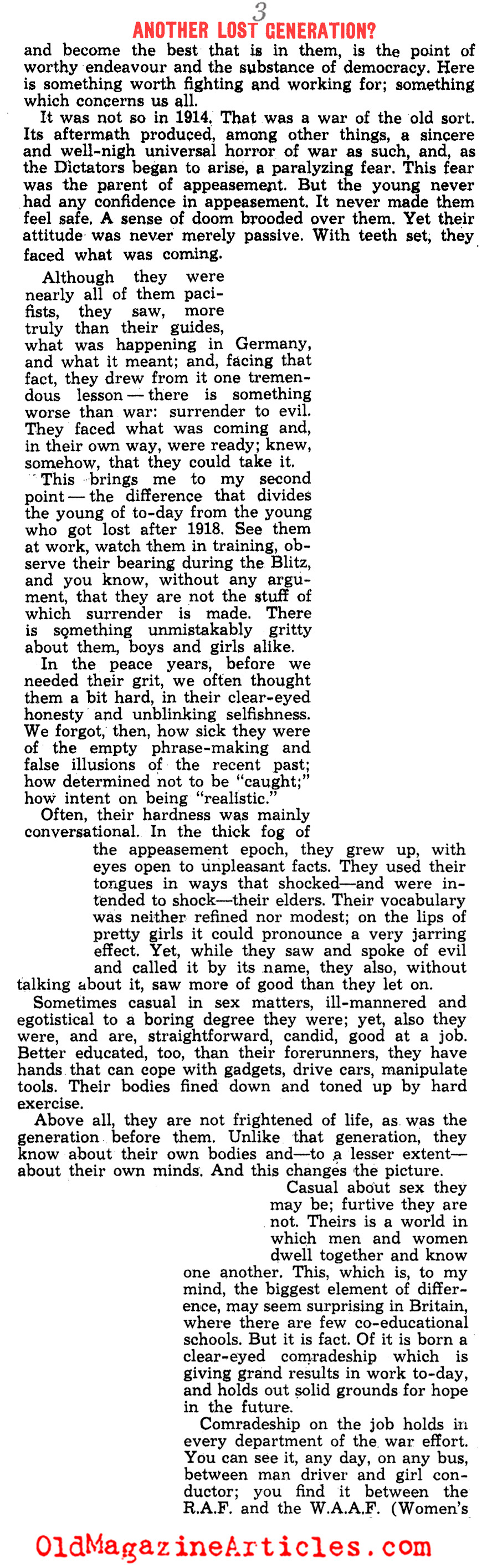 Will Disenchantment Follow This War, Too? (World Magazine, 1944)