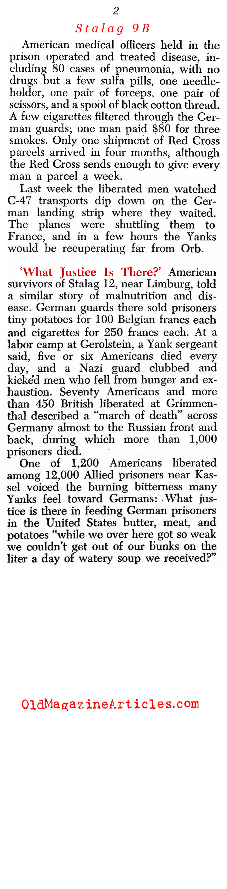 Nightmare At Stalag IXB (Newsweek Magazine, 1945)