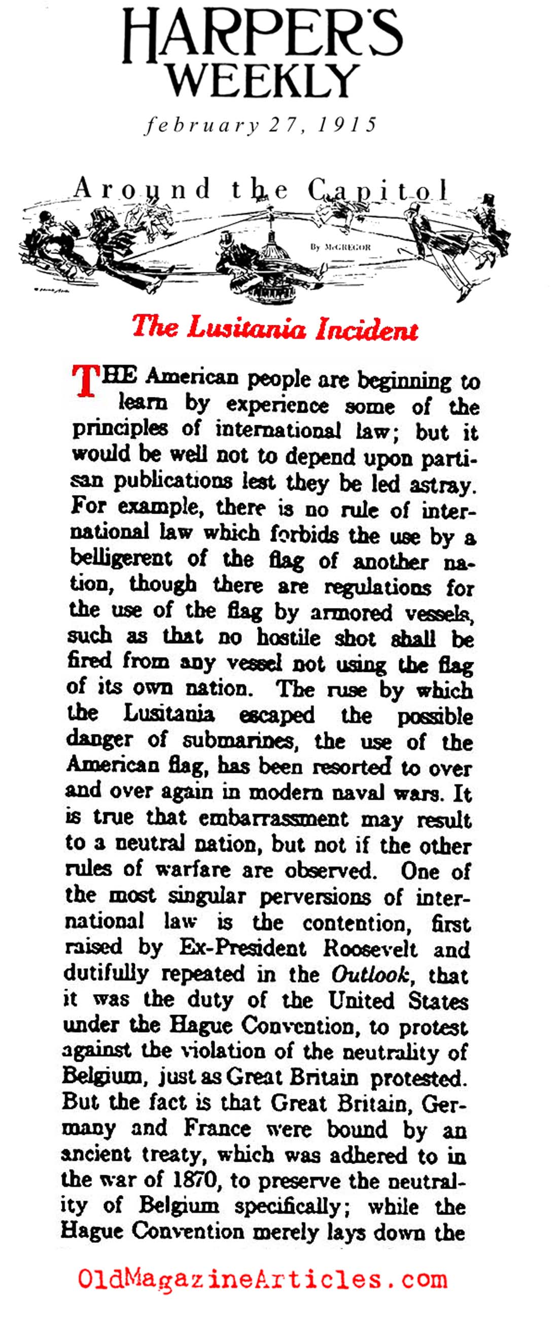 <i>Lusitania</i> and the Laws of the Sea  (Harper's Weekly, 1915)