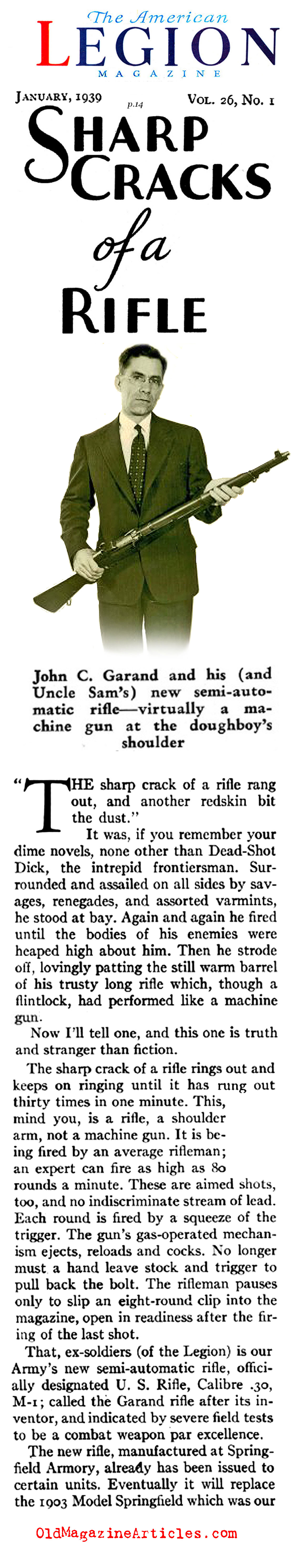 The Birth of the M-1 Garand Rifle (American Legion Magazine, 1939)