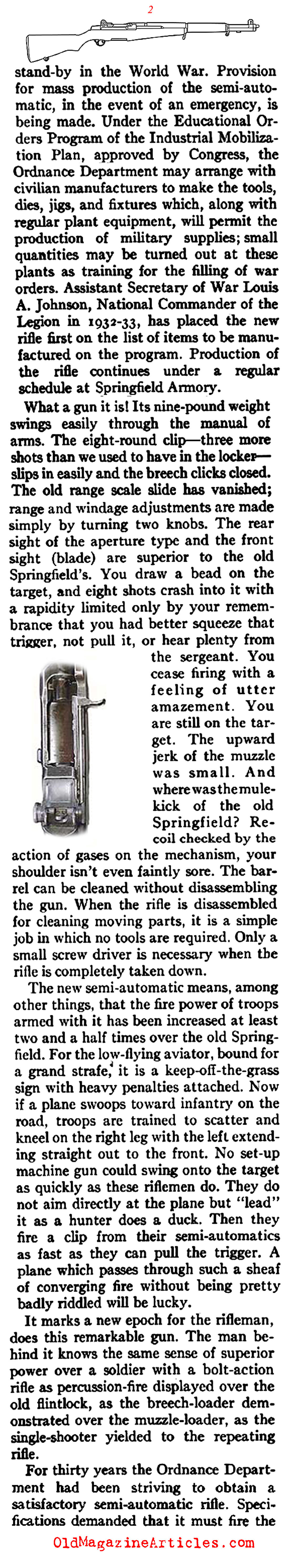 The Birth of the M-1 Garand Rifle (American Legion Magazine, 1939)