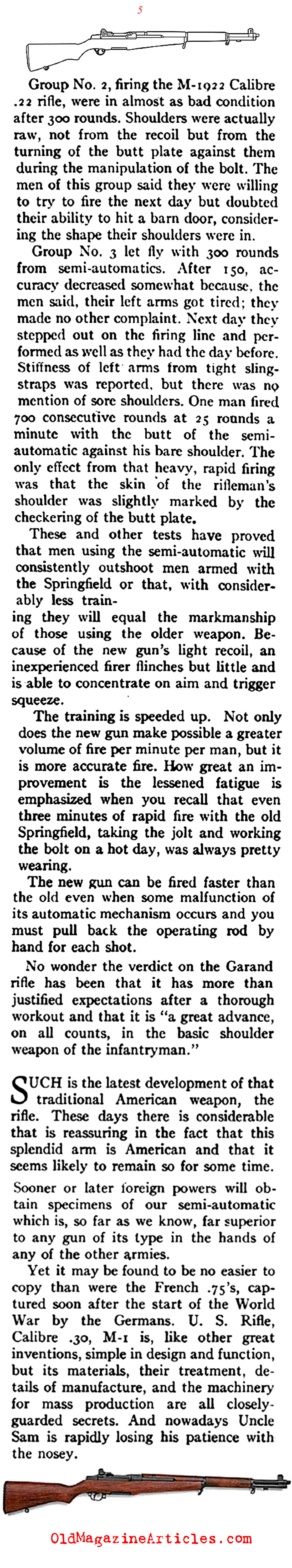 The Birth of the M-1 Garand Rifle (American Legion Magazine, 1939)