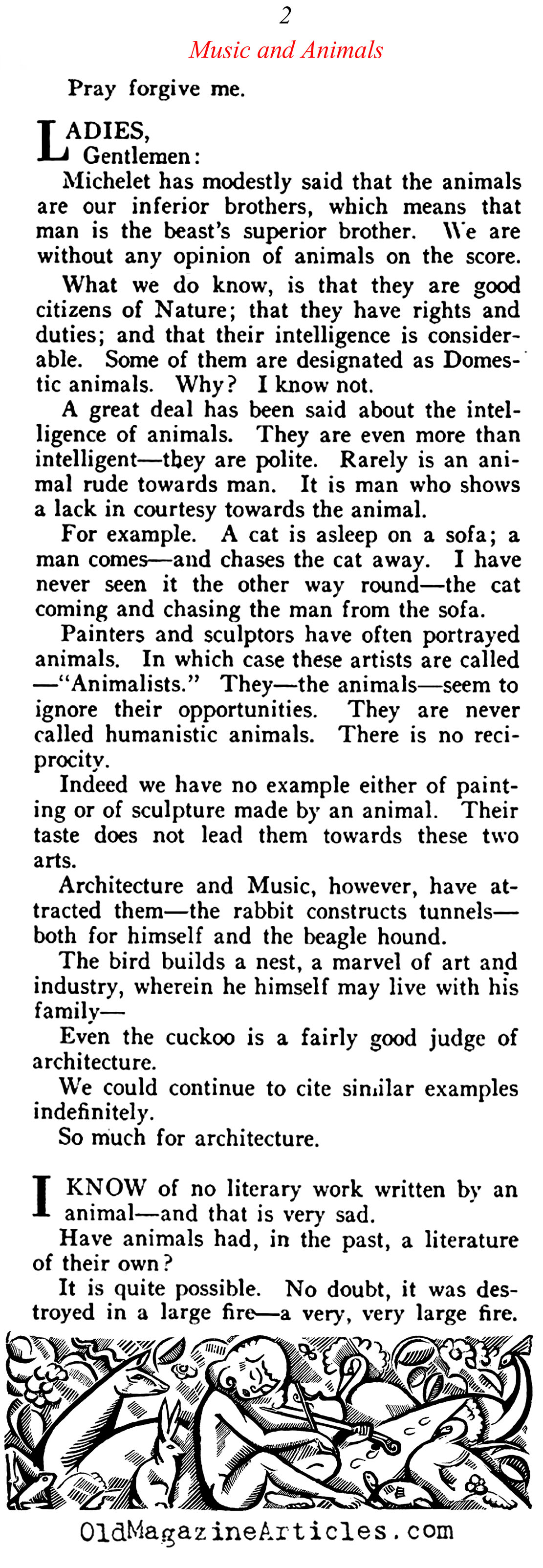Humorous Writing by Erik Satie (Vanity Fair, 1922)