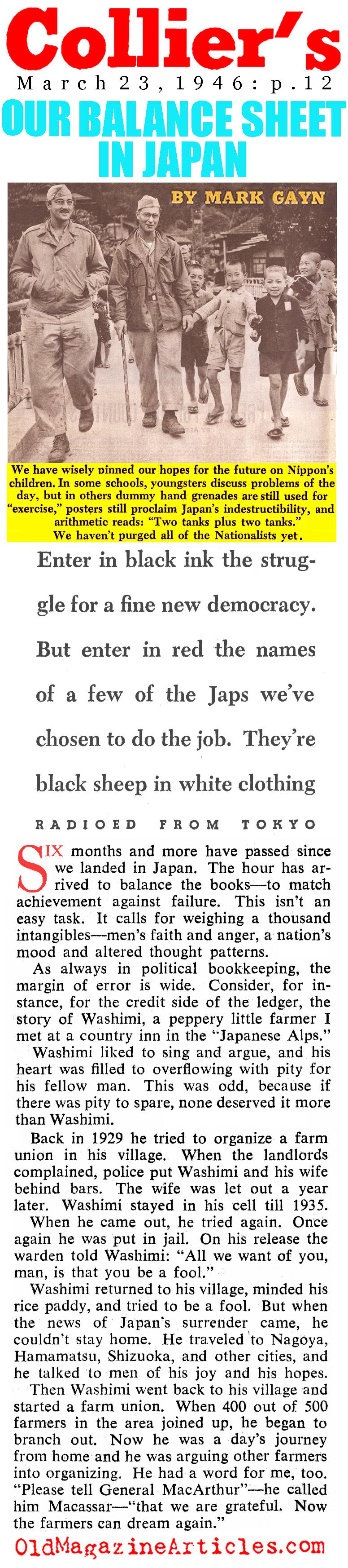 ''Our Balance Sheet In Japan'' (Collier's Magazine, 1946)