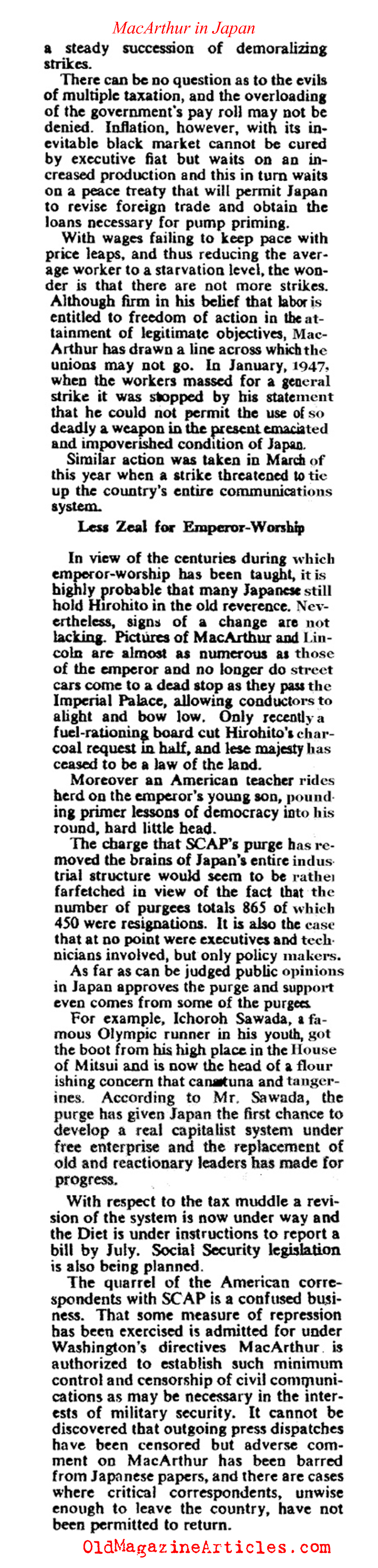 The Stewardship of General MacArthur (Collier's Magazine, 1948)