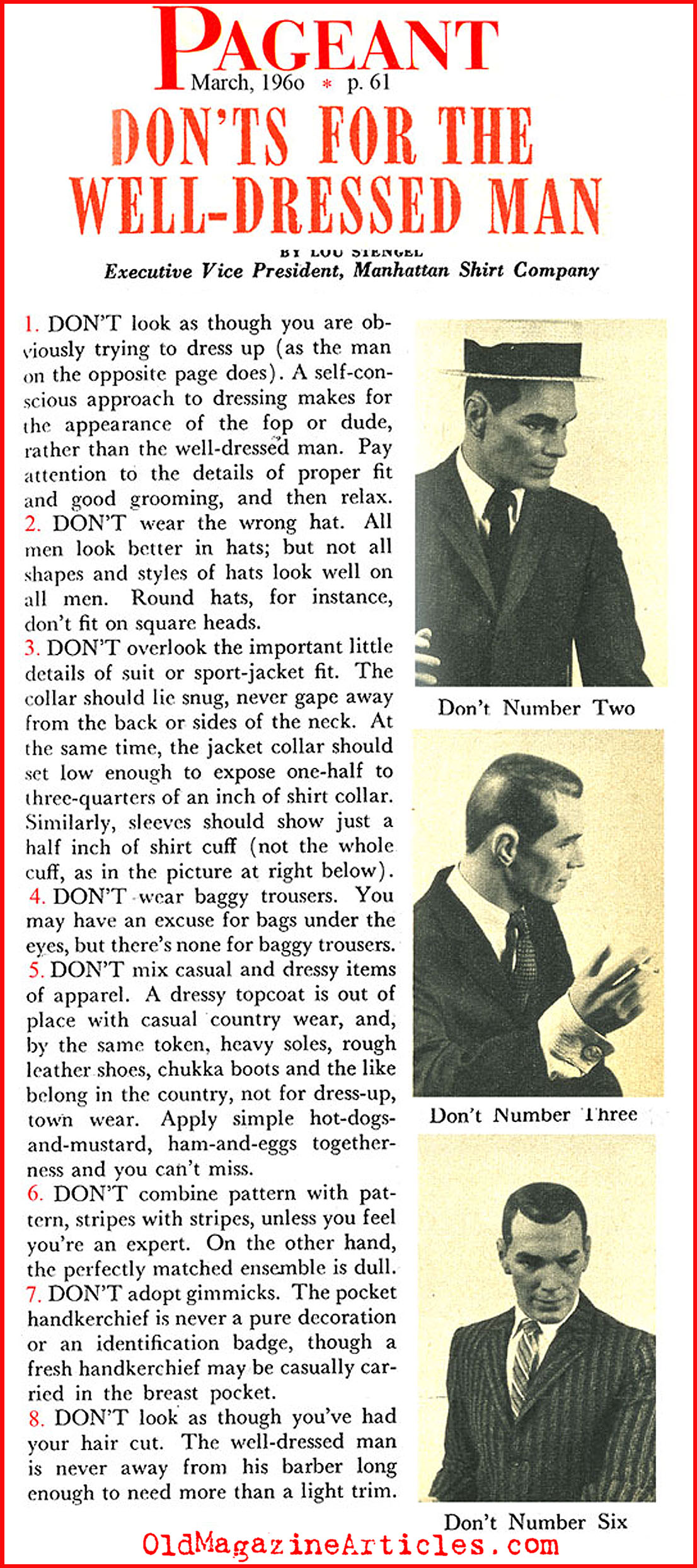 That 1960 Look for Men (Pageant Magazine, 1960)
