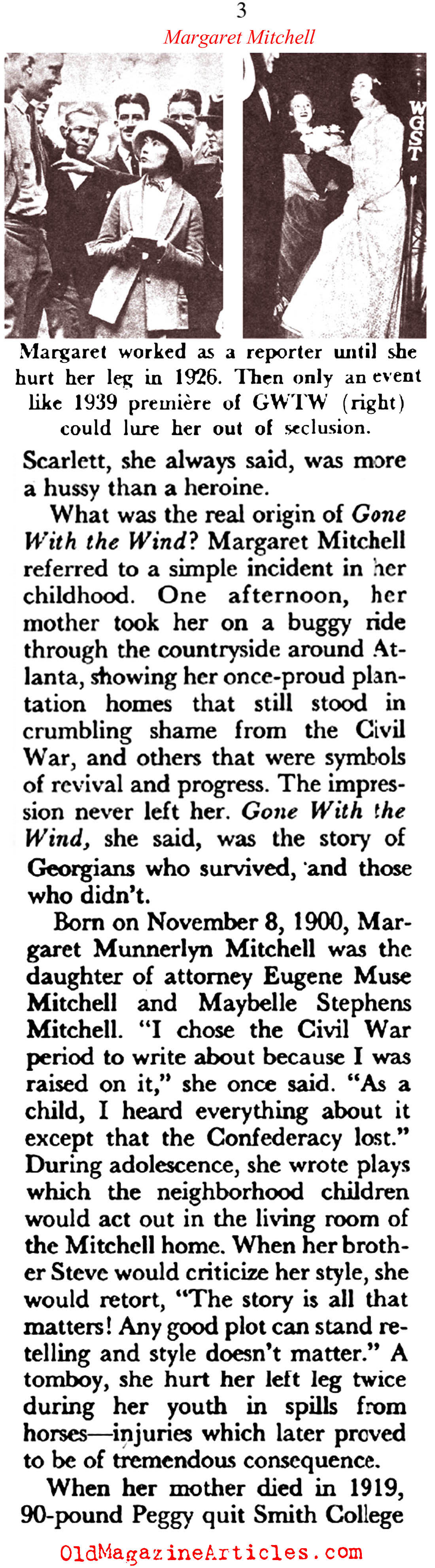''The Strange Story Behind GONE WITH THE WIND'' (Coronet Magazine, 1961)