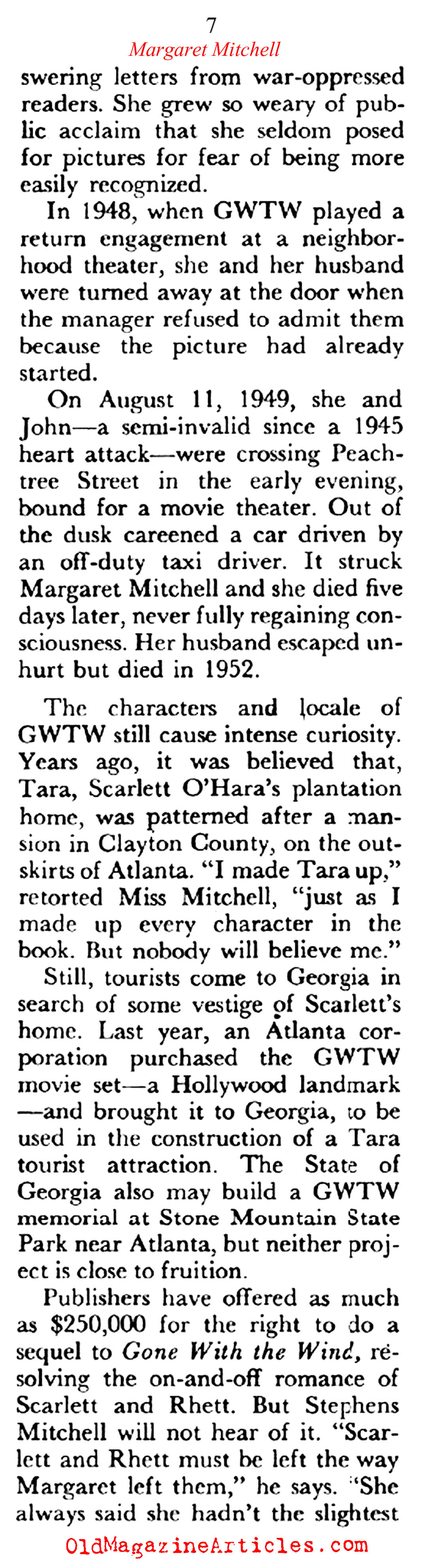 ''The Strange Story Behind GONE WITH THE WIND'' (Coronet Magazine, 1961)