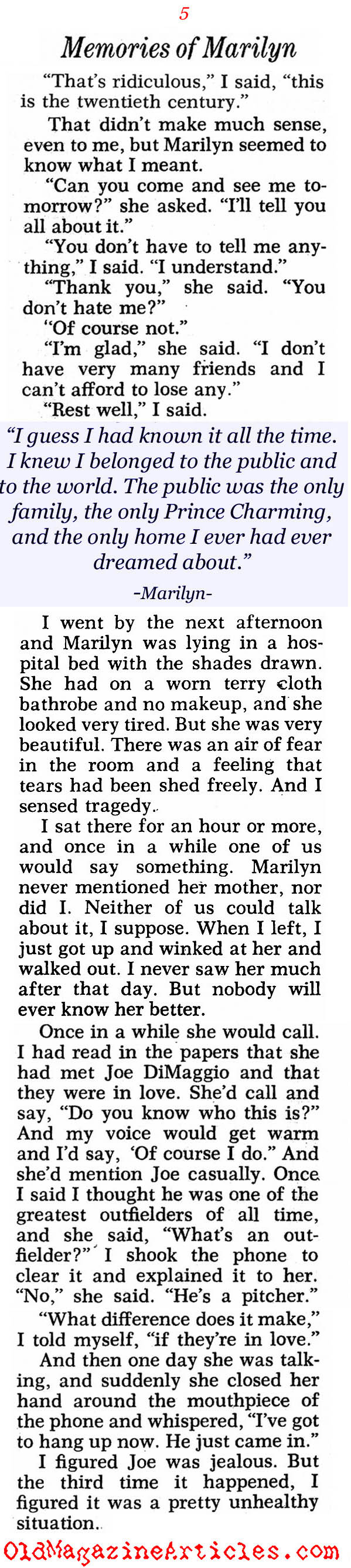 Warm Recollections of Marilyn (Pageant Magazine, 1971)