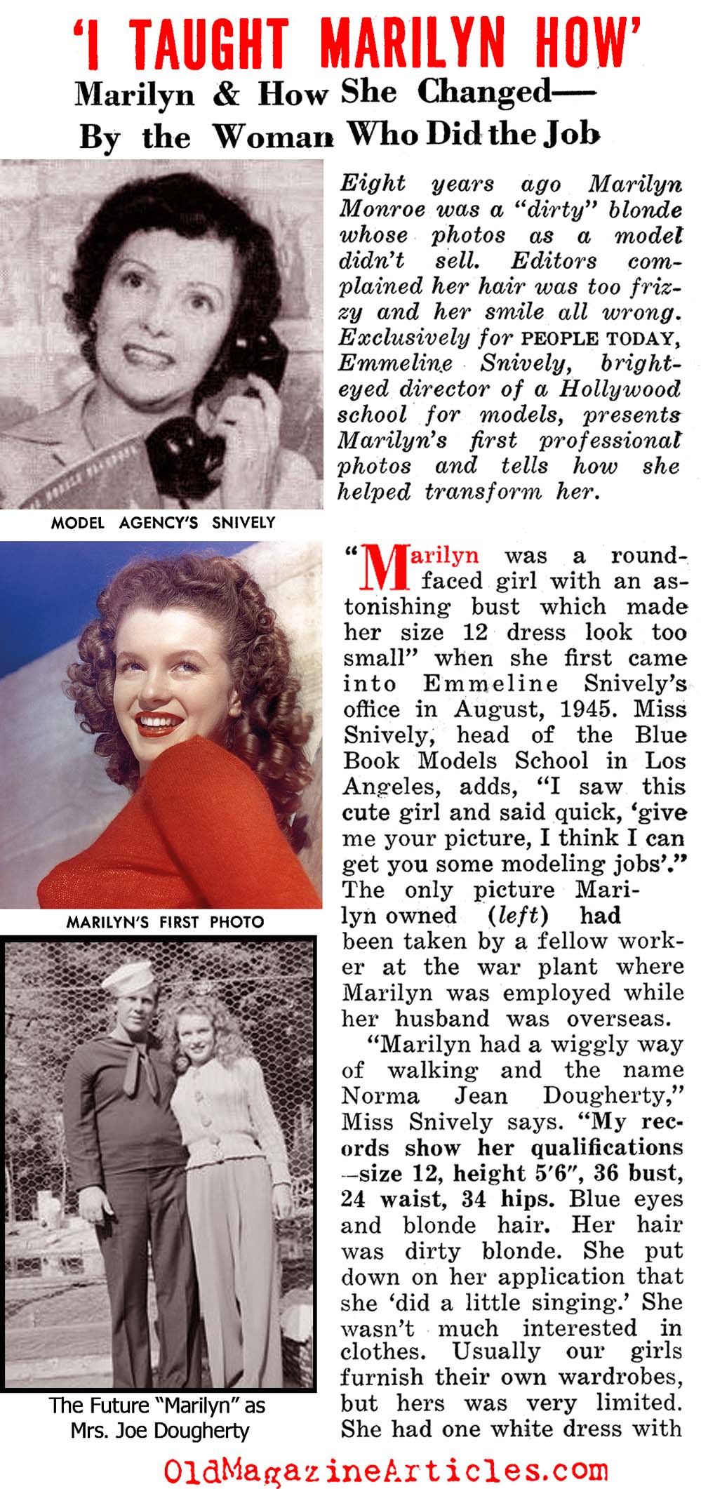 The Woman Who Created Marilyn Monroe (People Today Magazine, 1954)