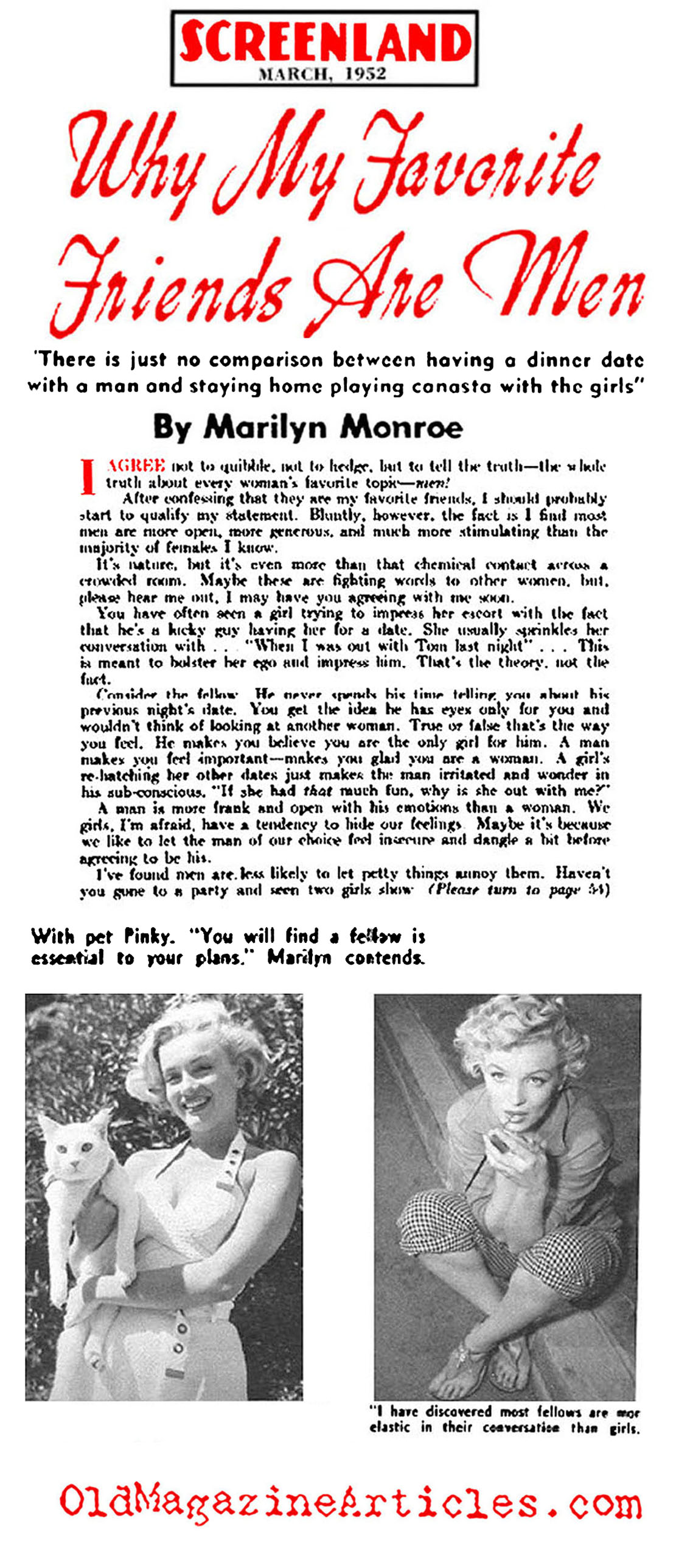 Her Instincts on Men (Screenland Magazine, 1952)