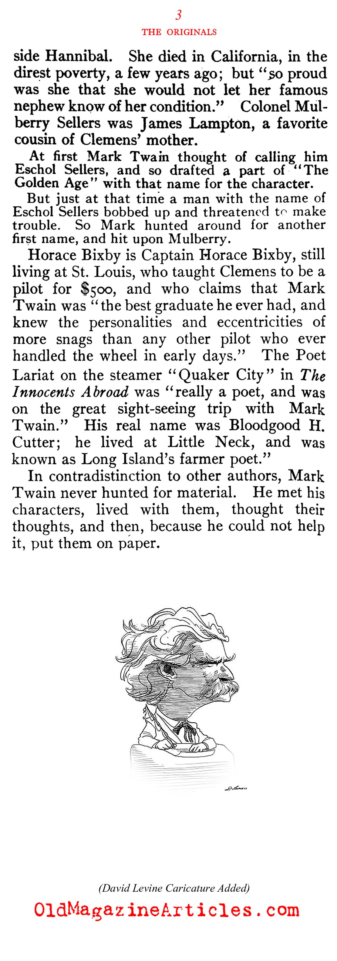 Those Who Inspired Mark Twain  (American Review of Reviews, 1910)