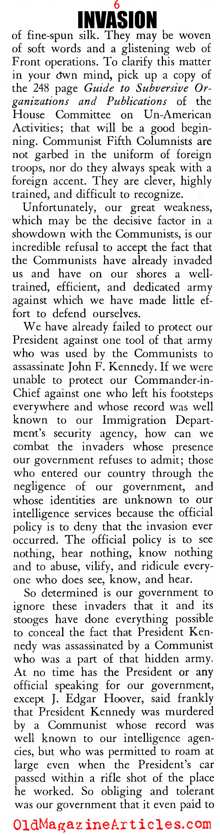 Russia's Fifth Column in America (American Opinion, 1964)